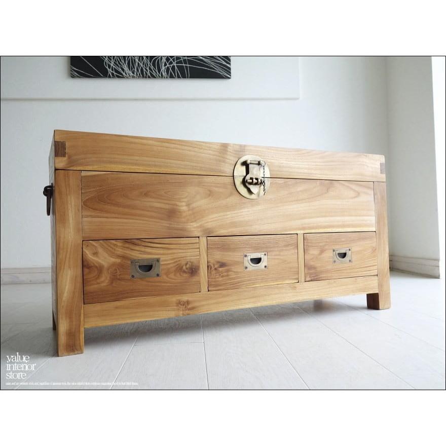 ボックスチェストN 収納箪笥 タンス 収納家具 和風 ナチュラル 天然木 真鍮金物 新品 道具入れ チーク材 世界三大銘木 銘木家具 | 