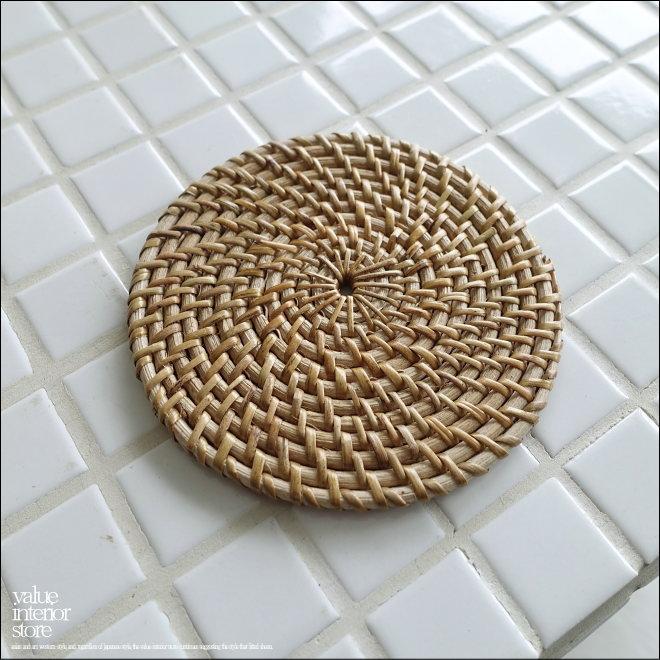 ラタンコースター/NA コップ敷き コップ受け 手編み 敷物 テーブルウェア 籐 ナチュラル 自然素材 Φ10cm | 