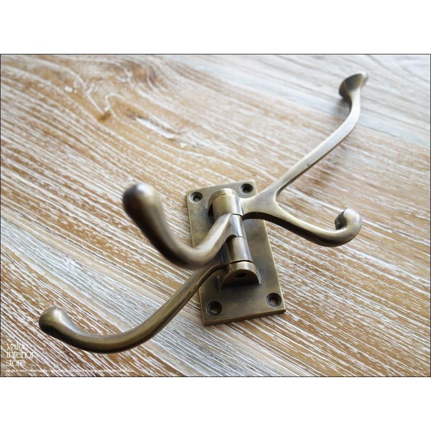 真鍮4フック ブラスフック レトロ調 壁掛ウォールハンガー 帽子掛け コートハンガー ジャケットハンガー 手作り 真鍮製 可動式 |  | 01