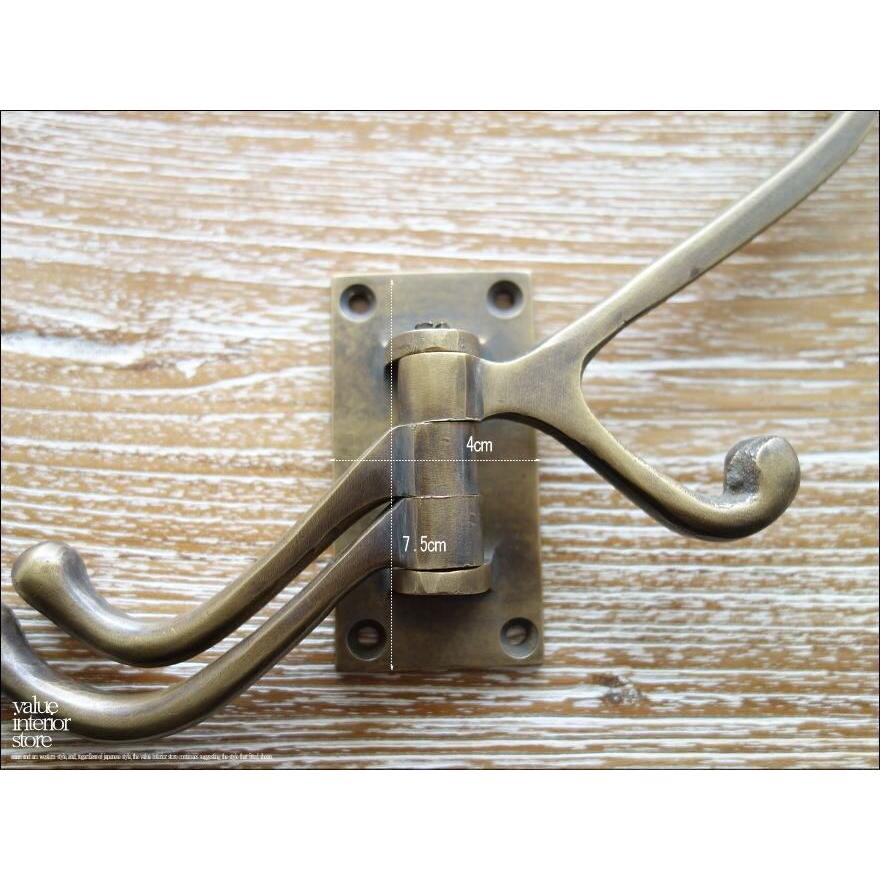 真鍮4フック ブラスフック レトロ調 壁掛ウォールハンガー 帽子掛け コートハンガー ジャケットハンガー 手作り 真鍮製 可動式 |  | 03