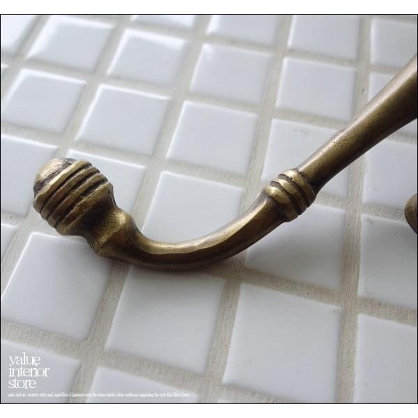 真鍮ダブルウォールフックkausar ブラスフック レトロ調 壁掛収納 帽子掛け コートハンガー ジャケットハンガー 真鍮製 L約14.8cm |  | 04