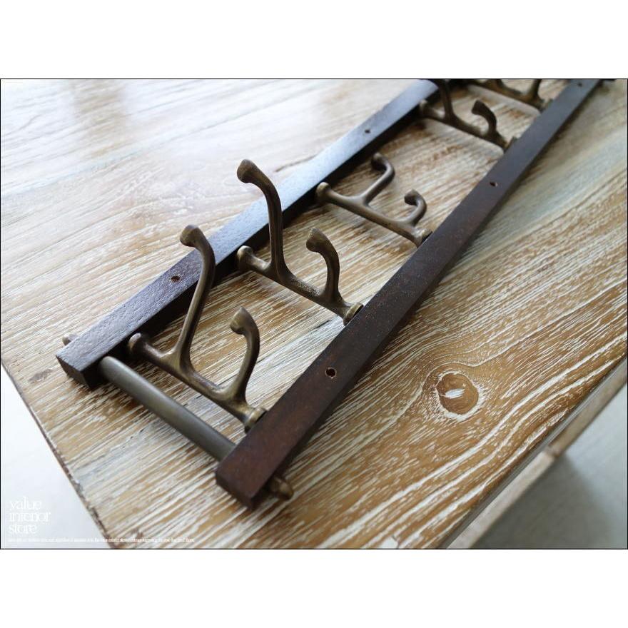 真鍮6連ウォールフック ブラスフック レトロ調 壁掛 ウッドハンガー 木製 手作り 真鍮製 可動式 ハンドメイド 壁フック |  | 01