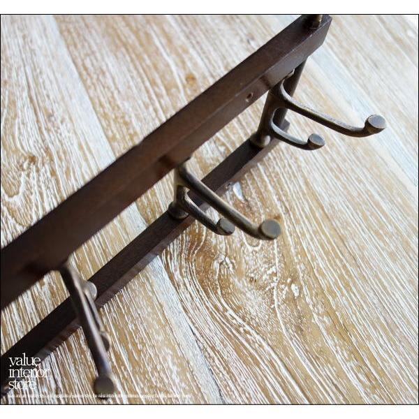 真鍮6連ウォールフック ブラスフック レトロ調 壁掛 ウッドハンガー 木製 手作り 真鍮製 可動式 ハンドメイド 壁フック |  | 04