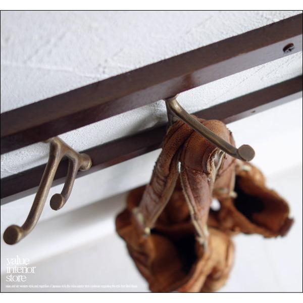 真鍮6連ウォールフック ブラスフック レトロ調 壁掛 ウッドハンガー 木製 手作り 真鍮製 可動式 ハンドメイド 壁フック |  | 05