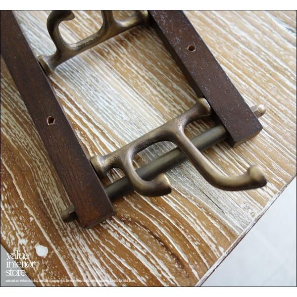 真鍮6連ウォールフック ブラスフック レトロ調 壁掛 ウッドハンガー 木製 手作り 真鍮製 可動式 ハンドメイド 壁フック |  | 06