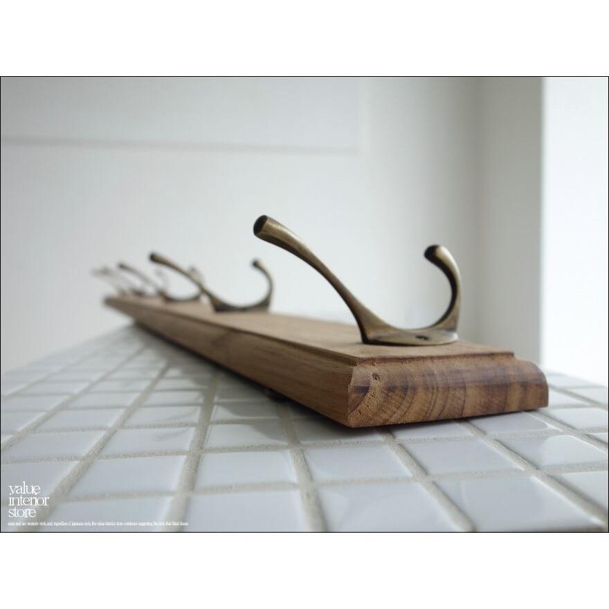 チーク材 ブラスフック5連N ウォールフック シンプル 総無垢材 壁掛けフック コートハンガー 新品 真鍮金物 ナチュラル 三大銘木 |  | 03