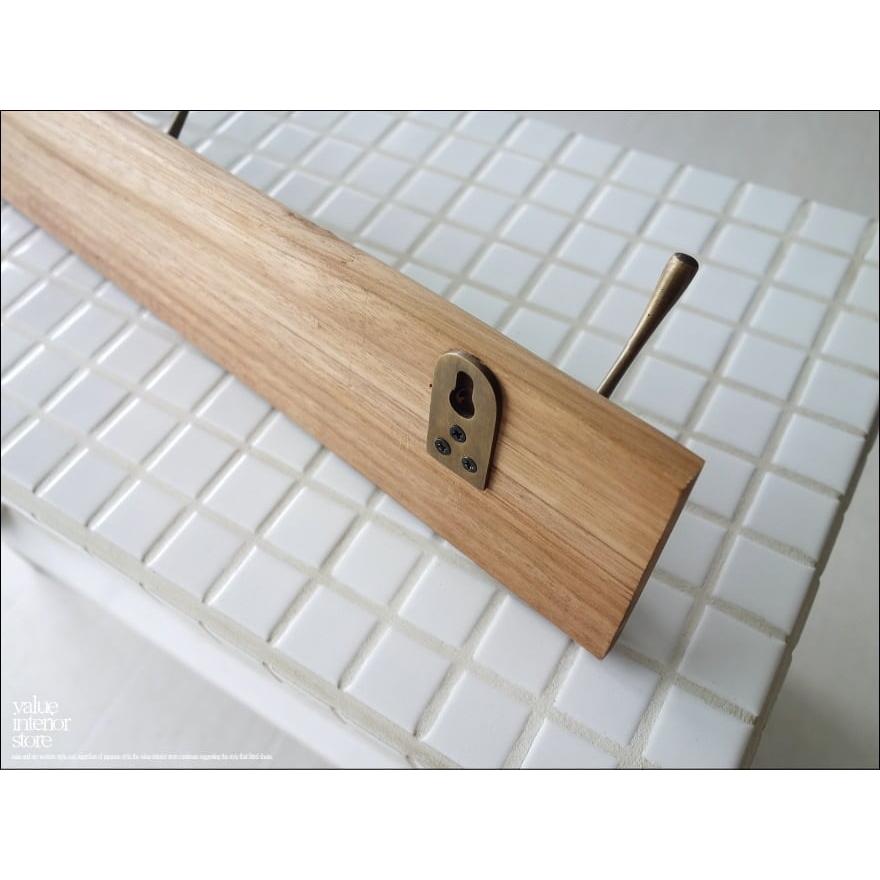 チーク材 ブラスフック5連N ウォールフック シンプル 総無垢材 壁掛けフック コートハンガー 新品 真鍮金物 ナチュラル 三大銘木 |  | 05