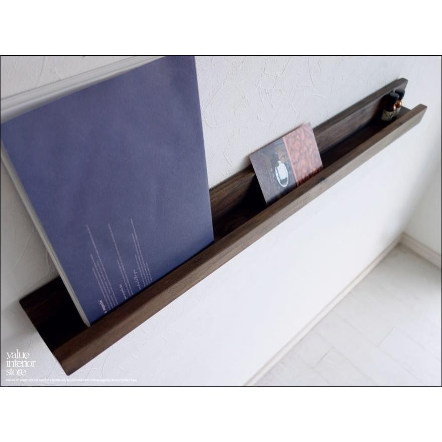 チークウォールシェルフL88/WM 壁掛収納 ウォールラック 壁掛け本棚 収納棚 総無垢 シンプル 真鍮金物 天然木 銘木 手作り 和 幅88cm | 