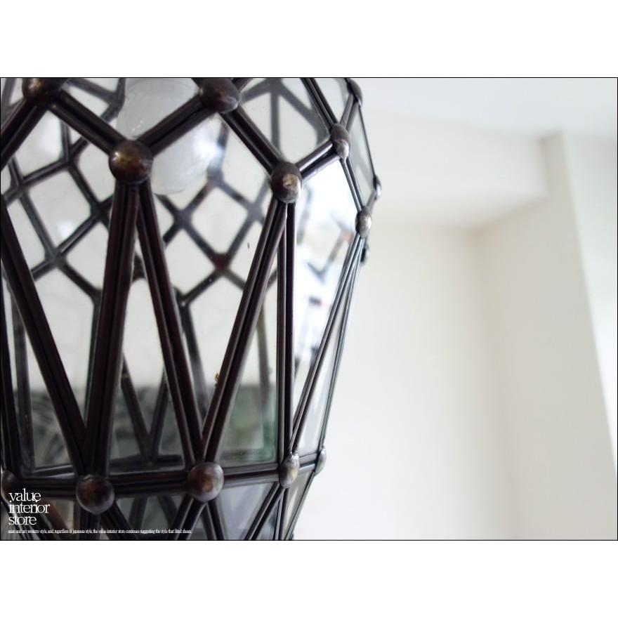 ガラスペンダントライトDIA ペンダントランプ 天井照明 ランプシェード レトロ エスニック 真鍮 インダストリアル カフェ照明 什器 H48cm |  | 02