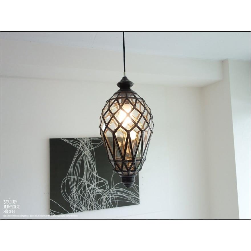 ガラスペンダントライトDIA ペンダントランプ 天井照明 ランプシェード レトロ エスニック 真鍮 インダストリアル カフェ照明 什器 H48cm |  | 07