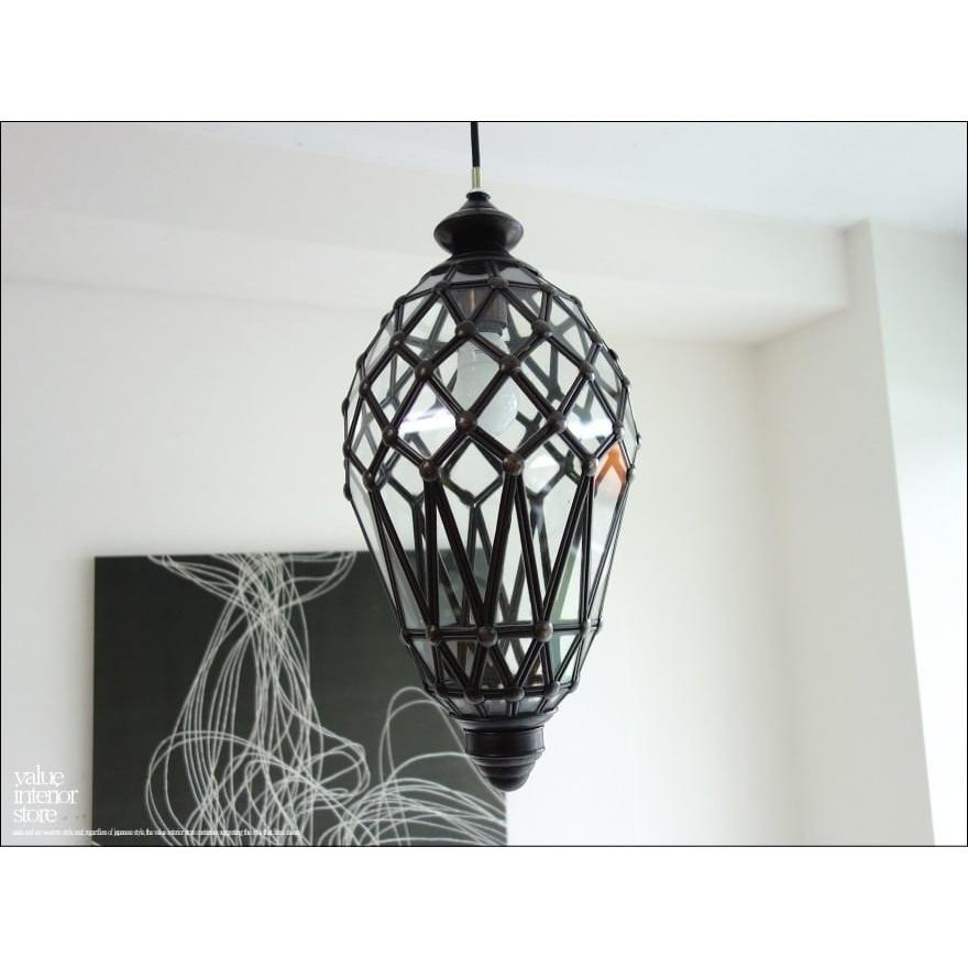 ガラスペンダントライトDIA ペンダントランプ 天井照明 ランプシェード レトロ エスニック 真鍮 インダストリアル カフェ照明 什器 H48cm |  | 08