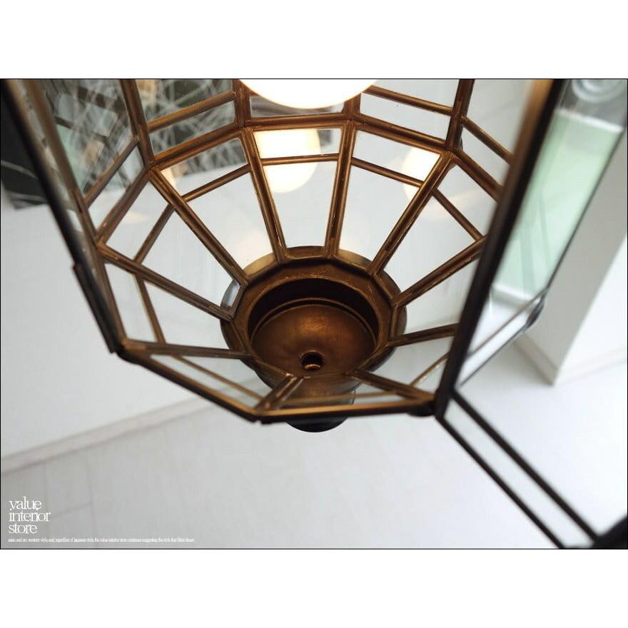 真鍮ガラスペンダントライトF/DIN エスニック カットガラス ランプシェード ブラス レトロ調 手作り ガラスライト 天井照明器具 |  | 03