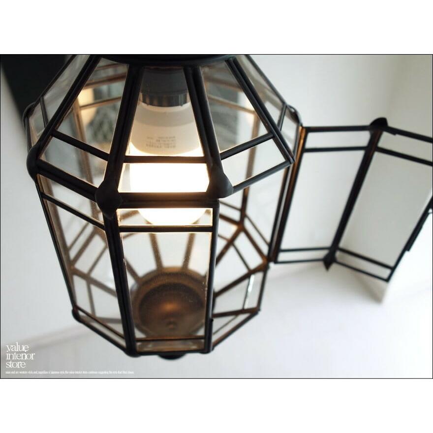 真鍮ガラスペンダントライトF/DIN エスニック カットガラス ランプシェード ブラス レトロ調 手作り ガラスライト 天井照明器具 |  | 06