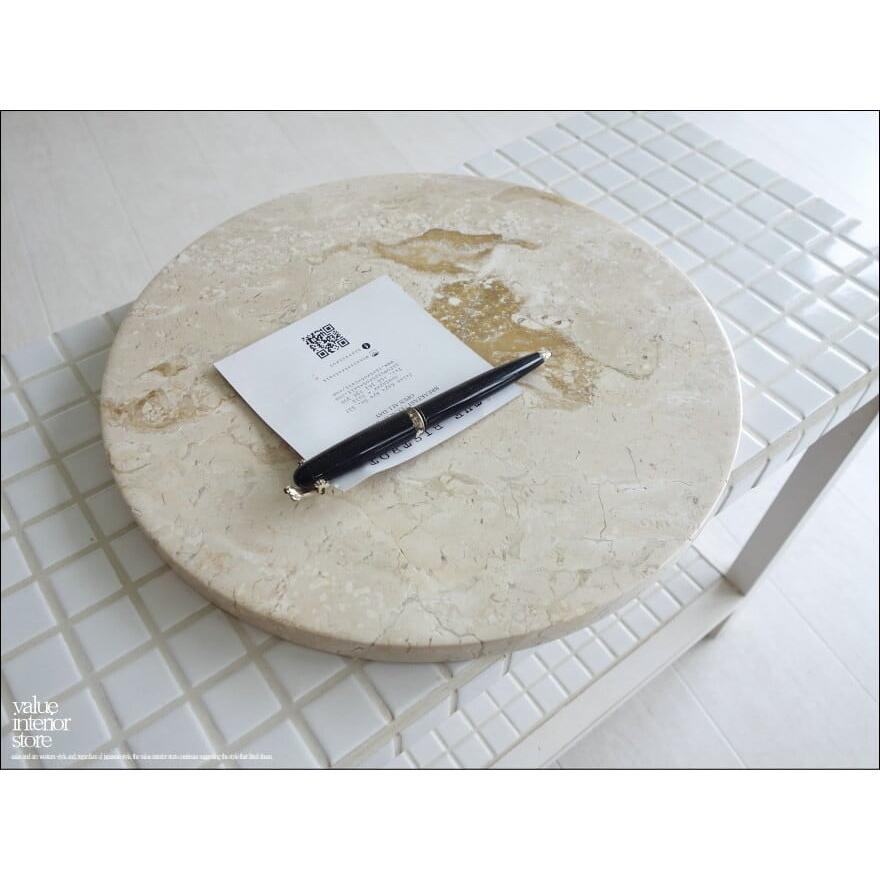 大理石トレイCir-IV 天然大理石 マーブルトレイ 飾り台 小物置き 円形 フラット 自然石 トレー 洗面用品置き Φ30cm 重さ3kg | 