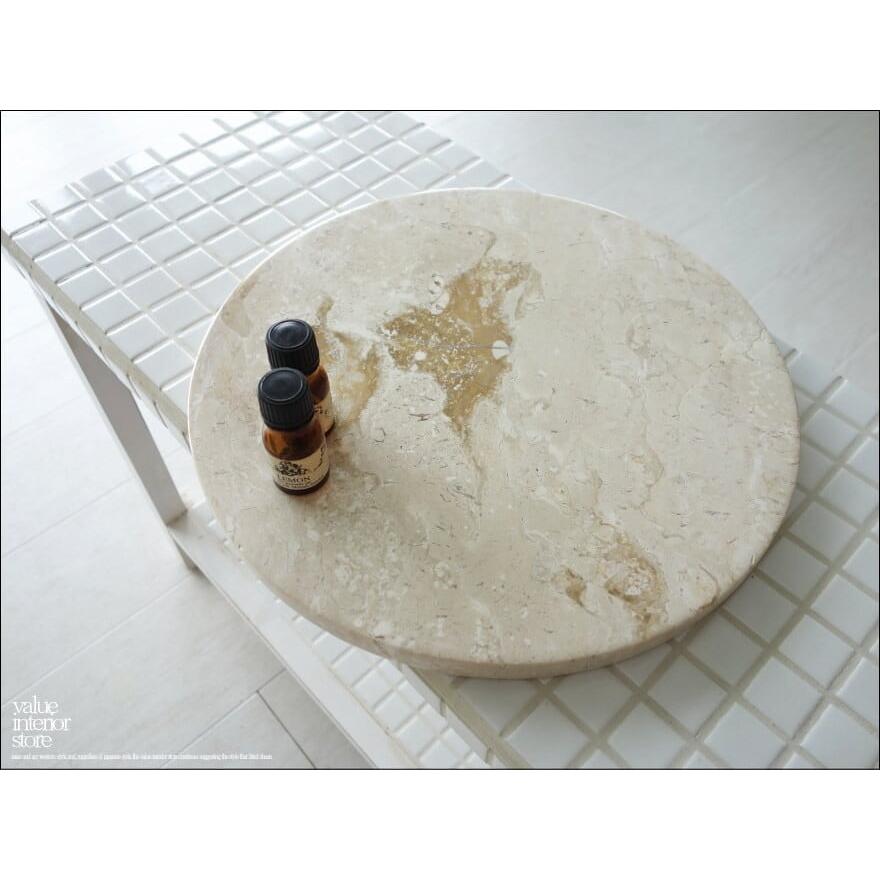 大理石トレイCir-IV 天然大理石 マーブルトレイ 飾り台 小物置き 円形 フラット 自然石 トレー 洗面用品置き Φ30cm 重さ3kg |  | 03