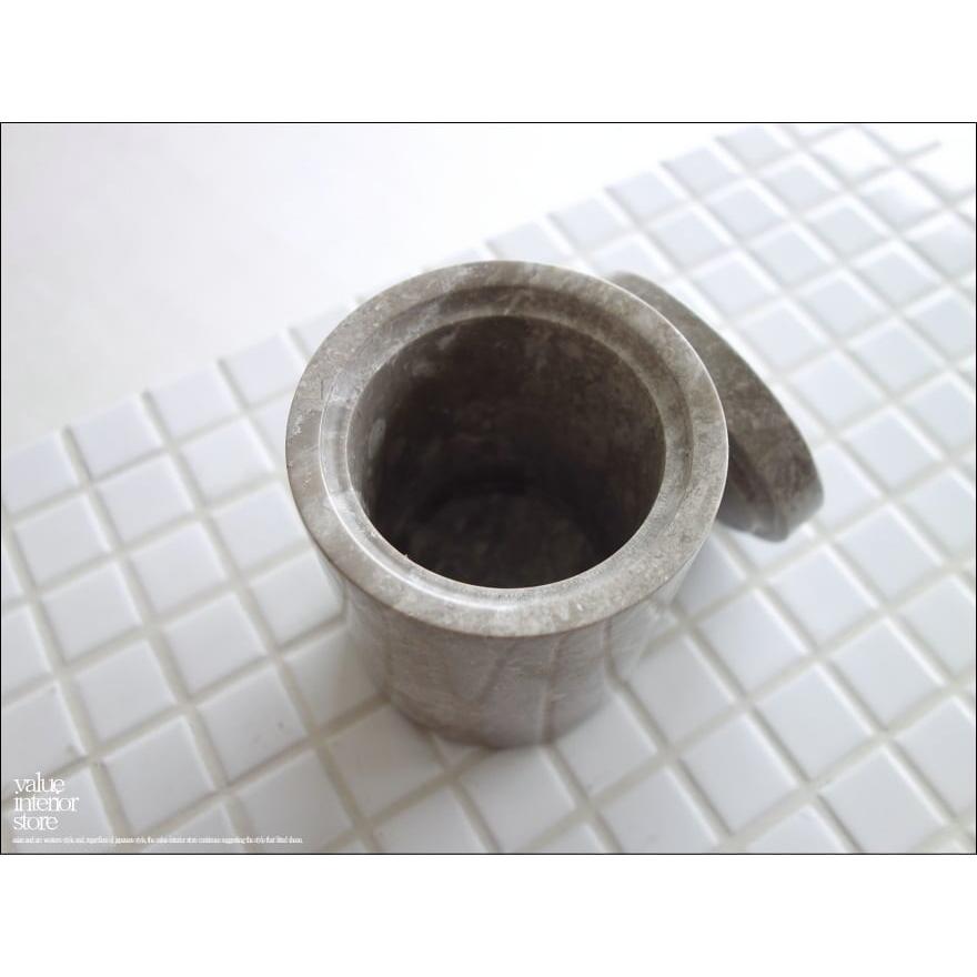 大理石コットン綿棒入れ GY 容器 マーブル 入れ物 天然大理石 小物入れ コットン入れ 自然石 洗面用品 本大理石 Φ8.5 x 高さ11cm |  | 01