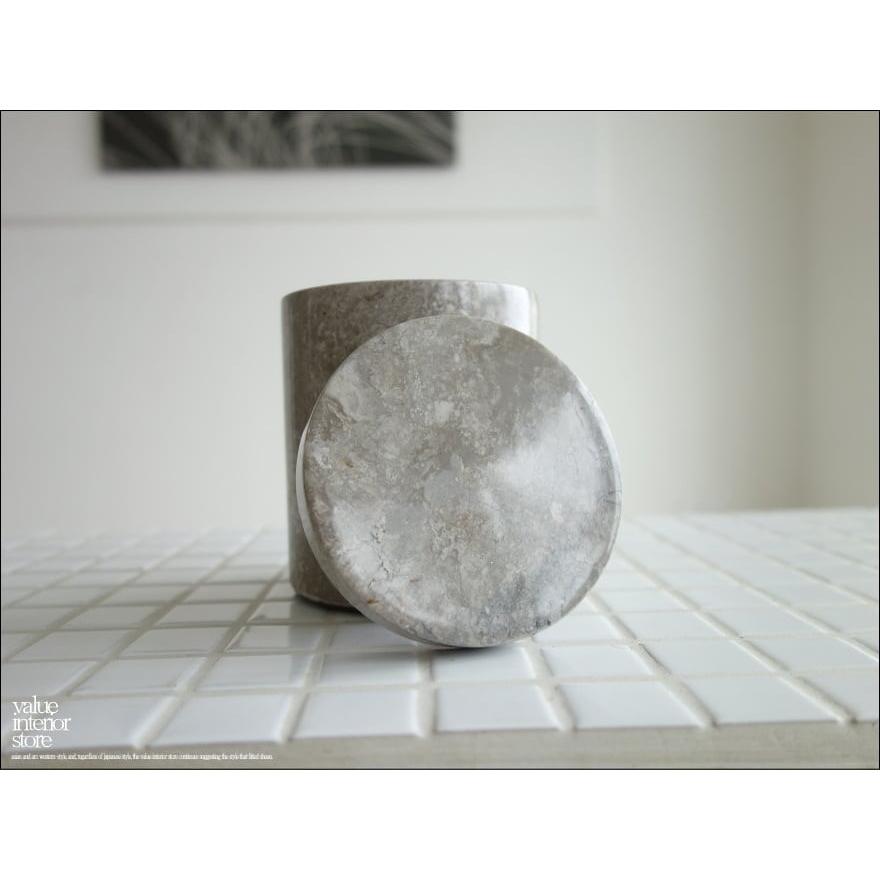 大理石コットン綿棒入れ GY 容器 マーブル 入れ物 天然大理石 小物入れ コットン入れ 自然石 洗面用品 本大理石 Φ8.5 x 高さ11cm |  | 02