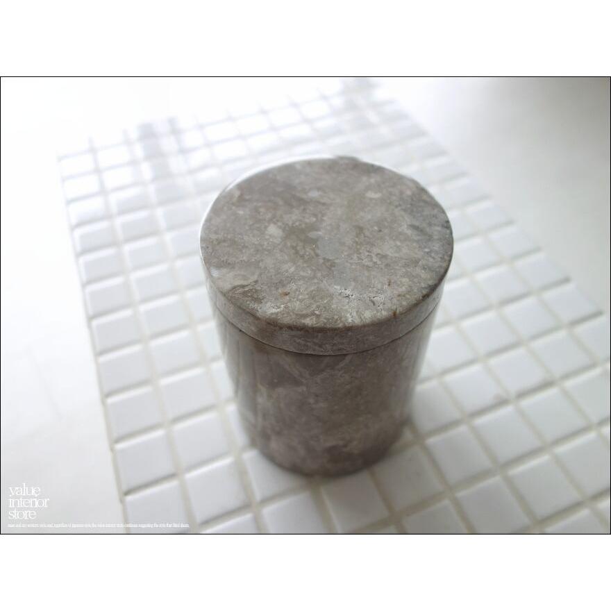 大理石コットン綿棒入れ GY 容器 マーブル 入れ物 天然大理石 小物入れ コットン入れ 自然石 洗面用品 本大理石 Φ8.5 x 高さ11cm |  | 03