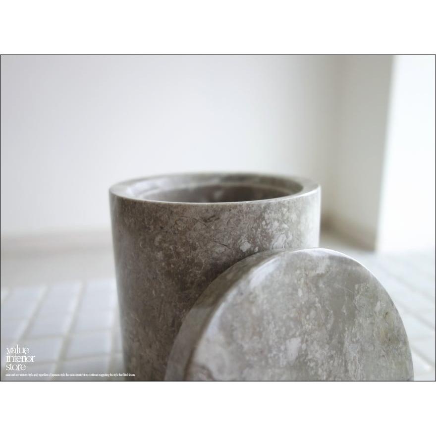 大理石コットン綿棒入れ GY 容器 マーブル 入れ物 天然大理石 小物入れ コットン入れ 自然石 洗面用品 本大理石 Φ8.5 x 高さ11cm |  | 04