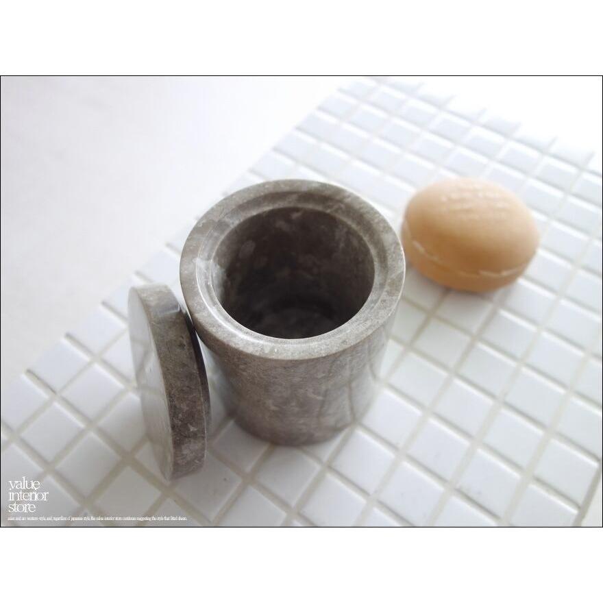 大理石コットン綿棒入れ GY 容器 マーブル 入れ物 天然大理石 小物入れ コットン入れ 自然石 洗面用品 本大理石 Φ8.5 x 高さ11cm |  | 05