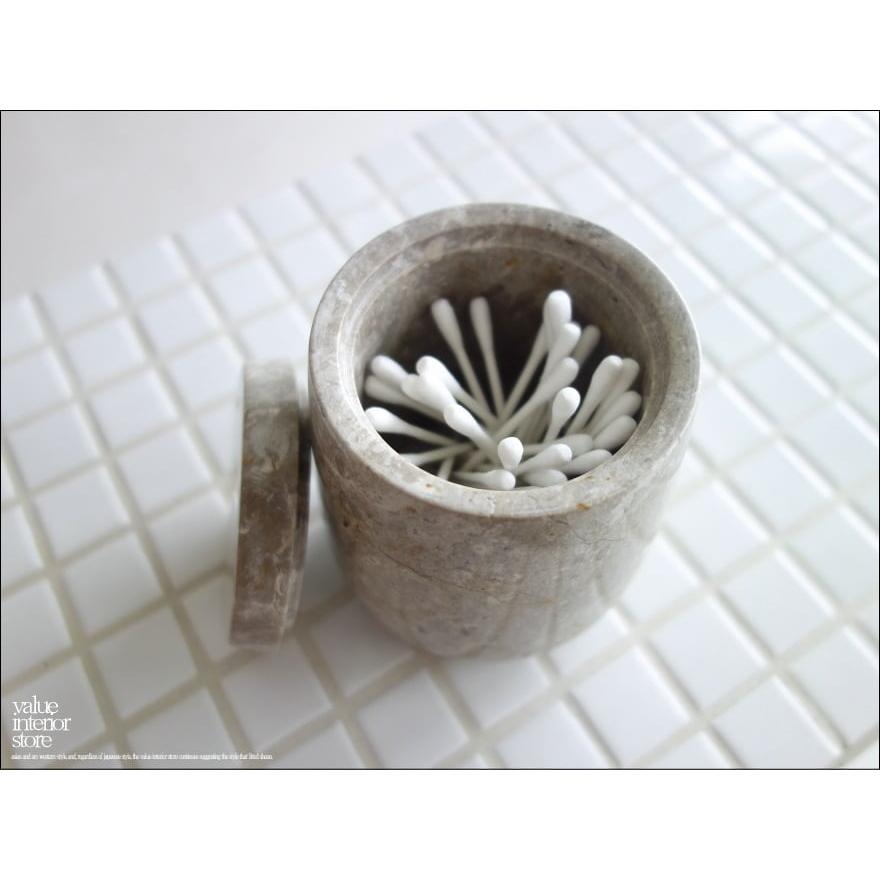 大理石コットン綿棒入れ OV/GY コットン入れ 容器 マーブル ケース 入れ物 新品 天然大理石 小物入れ 本大理石 洗面用品 Φ8.5 x 高さ11cm |  | 01