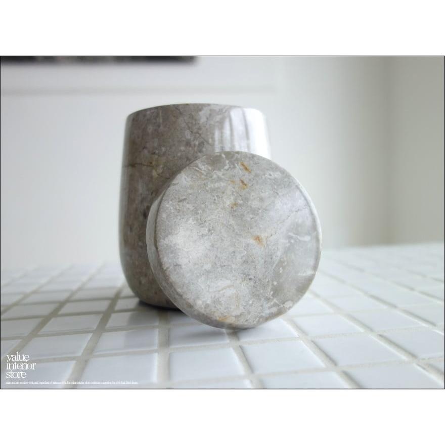 大理石コットン綿棒入れ OV/GY コットン入れ 容器 マーブル ケース 入れ物 新品 天然大理石 小物入れ 本大理石 洗面用品 Φ8.5 x 高さ11cm |  | 02