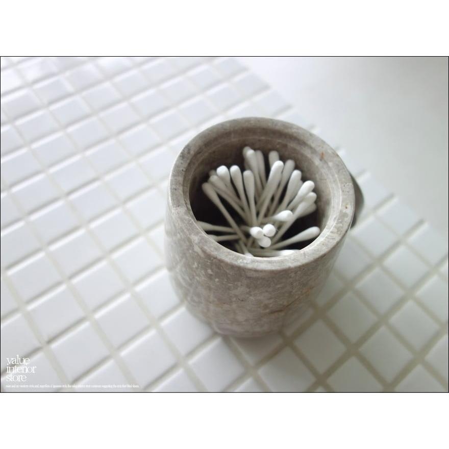 大理石コットン綿棒入れ OV/GY コットン入れ 容器 マーブル ケース 入れ物 新品 天然大理石 小物入れ 本大理石 洗面用品 Φ8.5 x 高さ11cm |  | 03