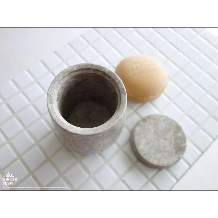 大理石コットン綿棒入れ OV/GY コットン入れ 容器 マーブル ケース 入れ物 新品 天然大理石 小物入れ 本大理石 洗面用品 Φ8.5 x 高さ11cm |  | 04