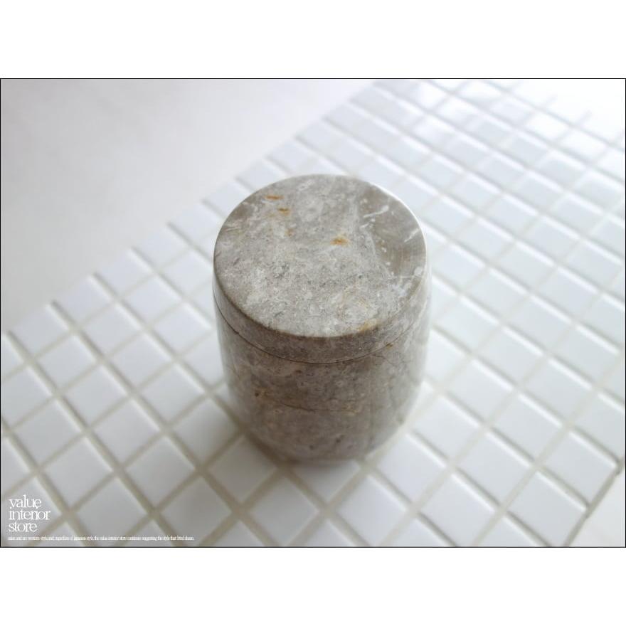 大理石コットン綿棒入れ OV/GY コットン入れ 容器 マーブル ケース 入れ物 新品 天然大理石 小物入れ 本大理石 洗面用品 Φ8.5 x 高さ11cm |  | 05