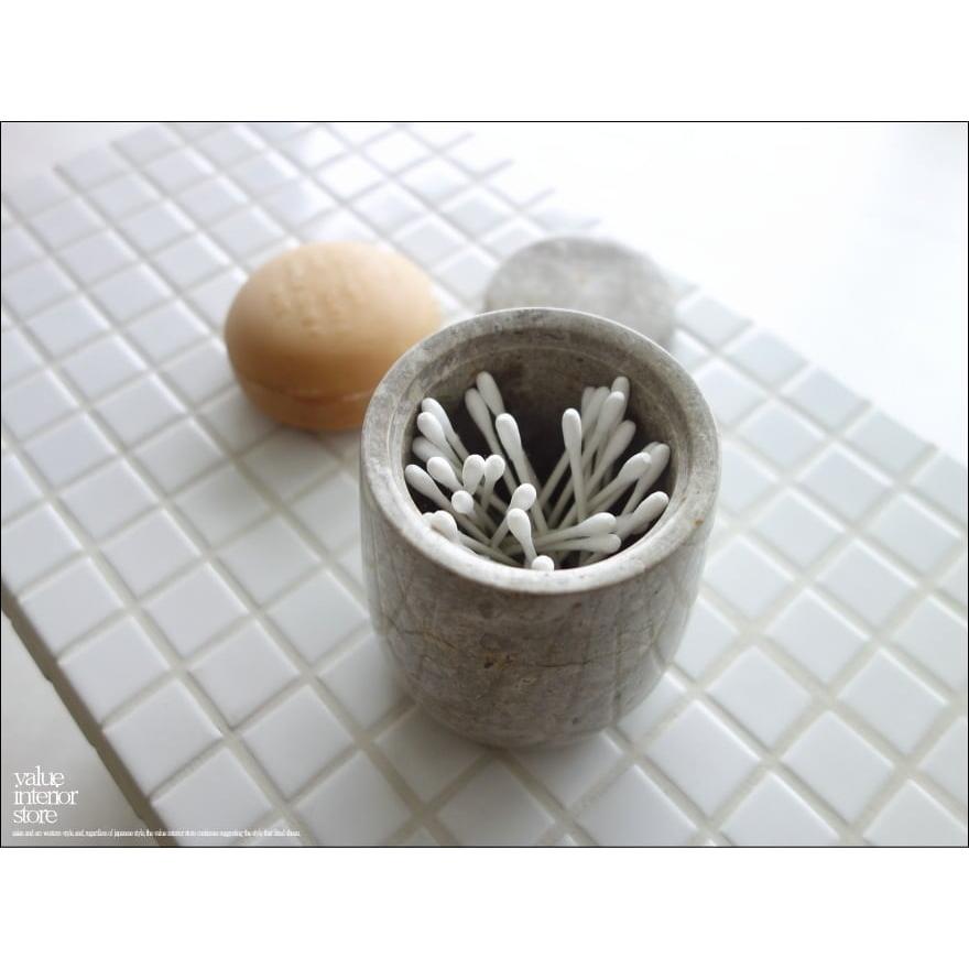 大理石コットン綿棒入れ OV/GY コットン入れ 容器 マーブル ケース 入れ物 新品 天然大理石 小物入れ 本大理石 洗面用品 Φ8.5 x 高さ11cm |  | 06