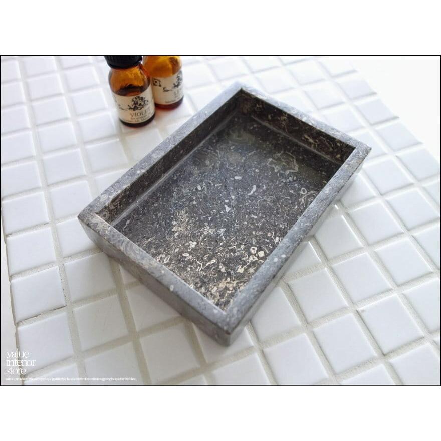 大理石トレイSQ-GY14 天然大理石 マーブルトレイ 小物入れ 長方形 自然石 洗面用品置き トレー 手作り 本大理石 W14 x D10cm 『数量限定』 | 