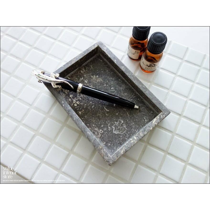 大理石トレイSQ-GY14 天然大理石 マーブルトレイ 小物入れ 長方形 自然石 洗面用品置き トレー 手作り 本大理石 W14 x D10cm 『数量限定』 |  | 02