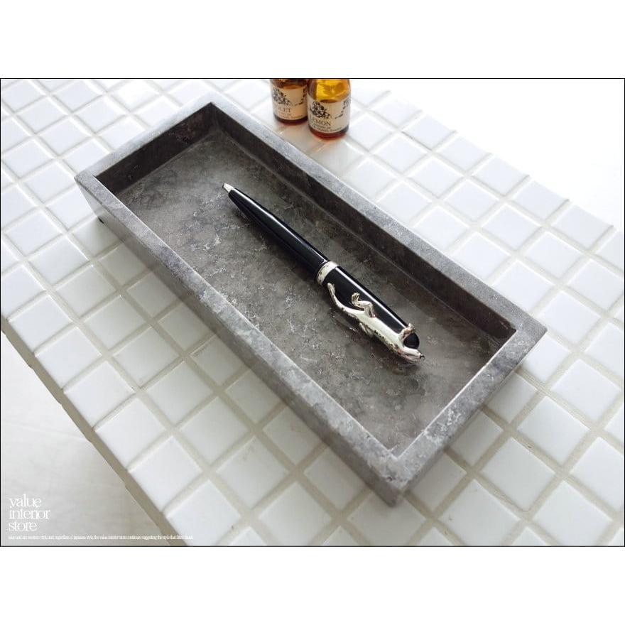 大理石トレイSQ-GY 天然大理石 マーブルトレイ 小物入れ 新品 ペン置き 洗面用品置き トレー 入れ物 手作り W23 x D10cm 『数量限定』 |  | 02