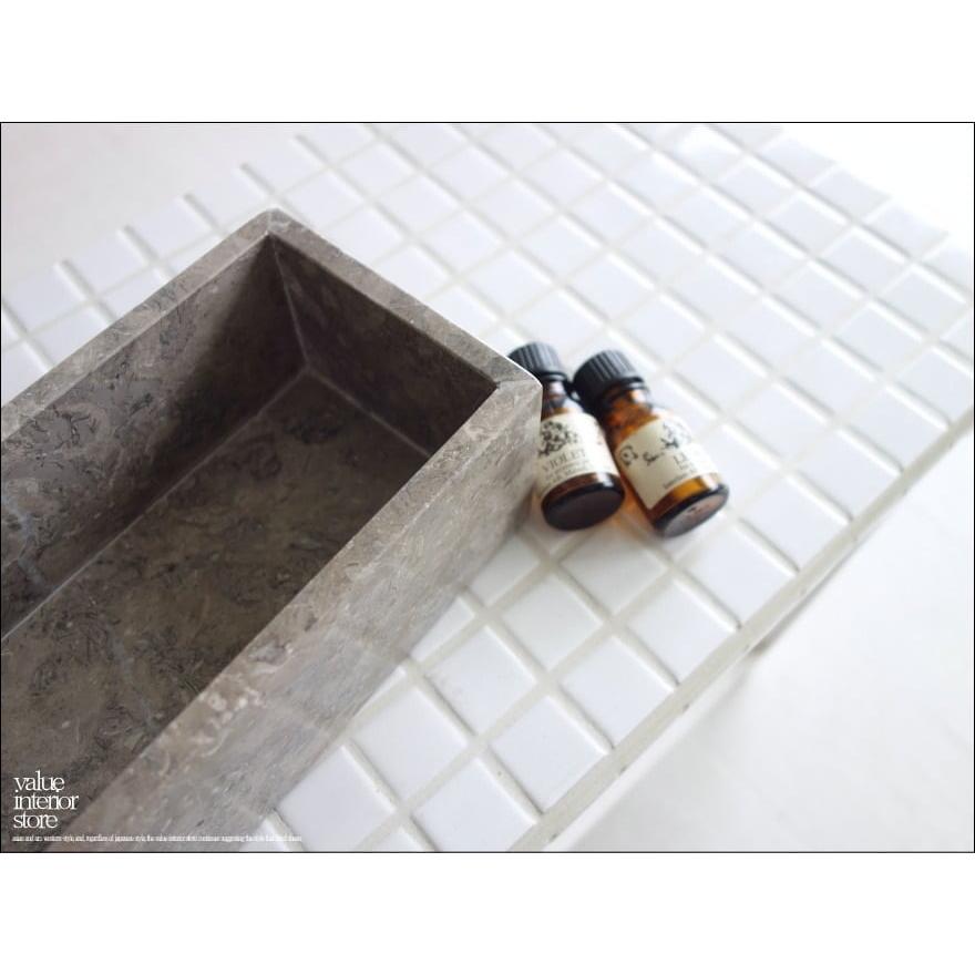 大理石トレイSQ-GYW23cm マーブルトレー サニタリー ソープボトルトレー 小物入れ 自然石 洗面用品置き トレー 本大理石 W23 x D10 x H7cm |  | 02