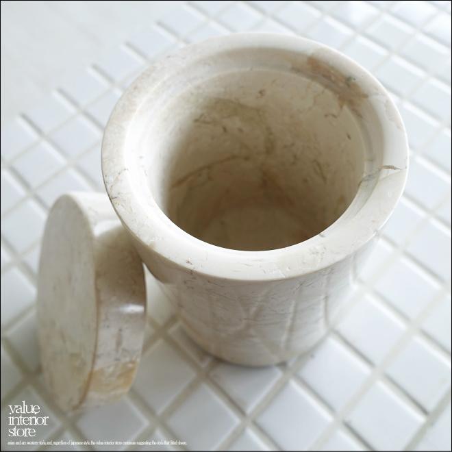 大理石コットン綿棒入れ IV 容器 マーブル 入れ物 天然大理石 小物入れ コットン入れ 自然石 洗面用品 Φ8 x 高さ11cm |  | 01