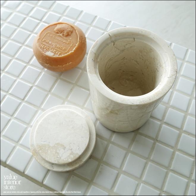 大理石コットン綿棒入れ IV 容器 マーブル 入れ物 天然大理石 小物入れ コットン入れ 自然石 洗面用品 Φ8 x 高さ11cm |  | 03