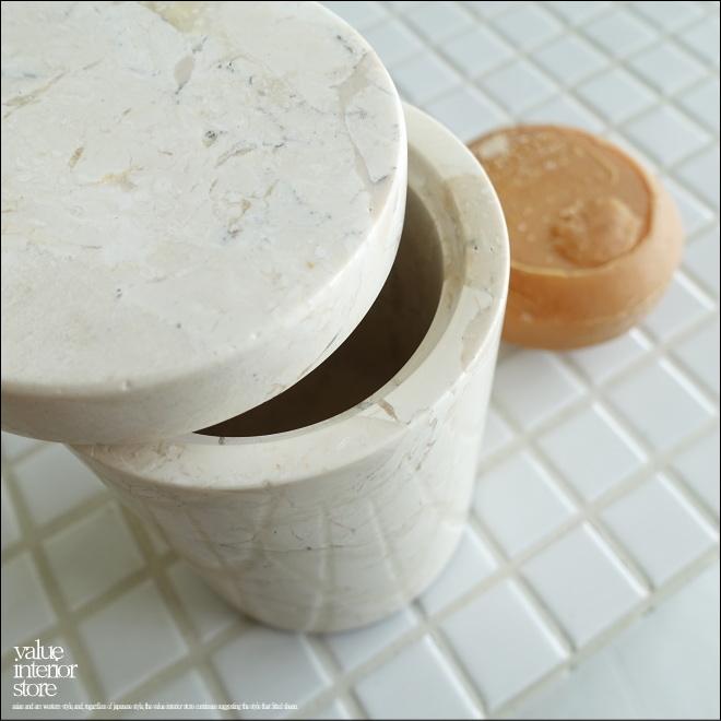 大理石コットン綿棒入れ IV 容器 マーブル 入れ物 天然大理石 小物入れ コットン入れ 自然石 洗面用品 Φ8 x 高さ11cm |  | 04