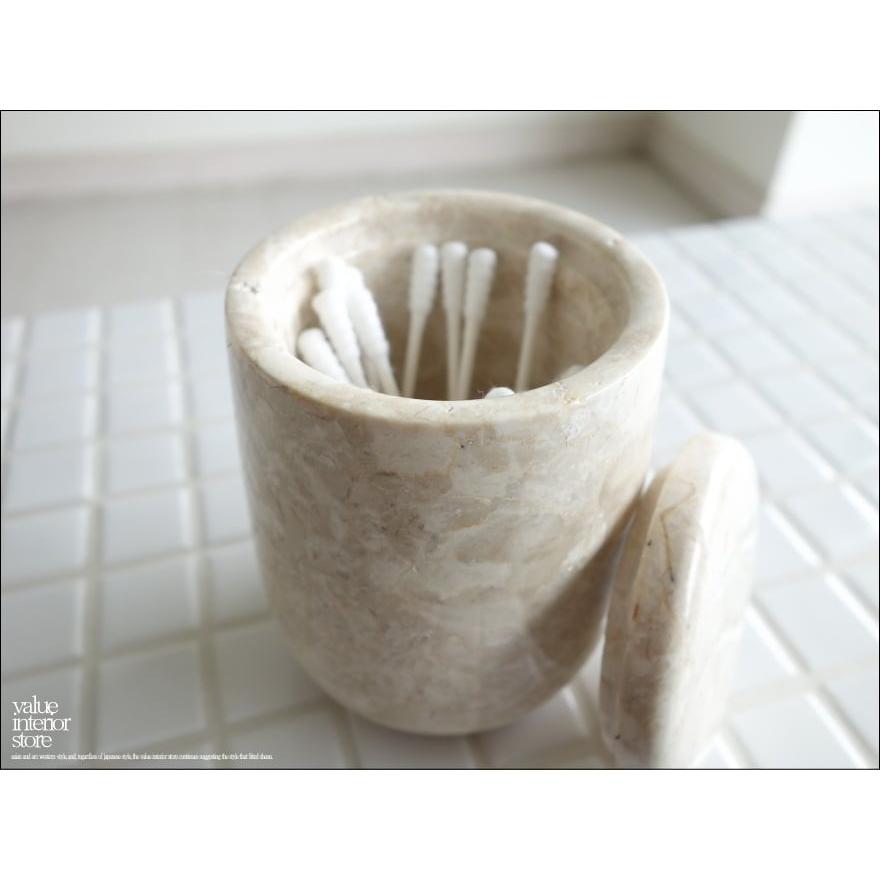 大理石コットン綿棒入れ OV/IV コットン入れ 容器 マーブル ケース 入れ物 天然大理石 小物入れ 洗面用品 Φ8.5 x 高さ11cm |  | 03