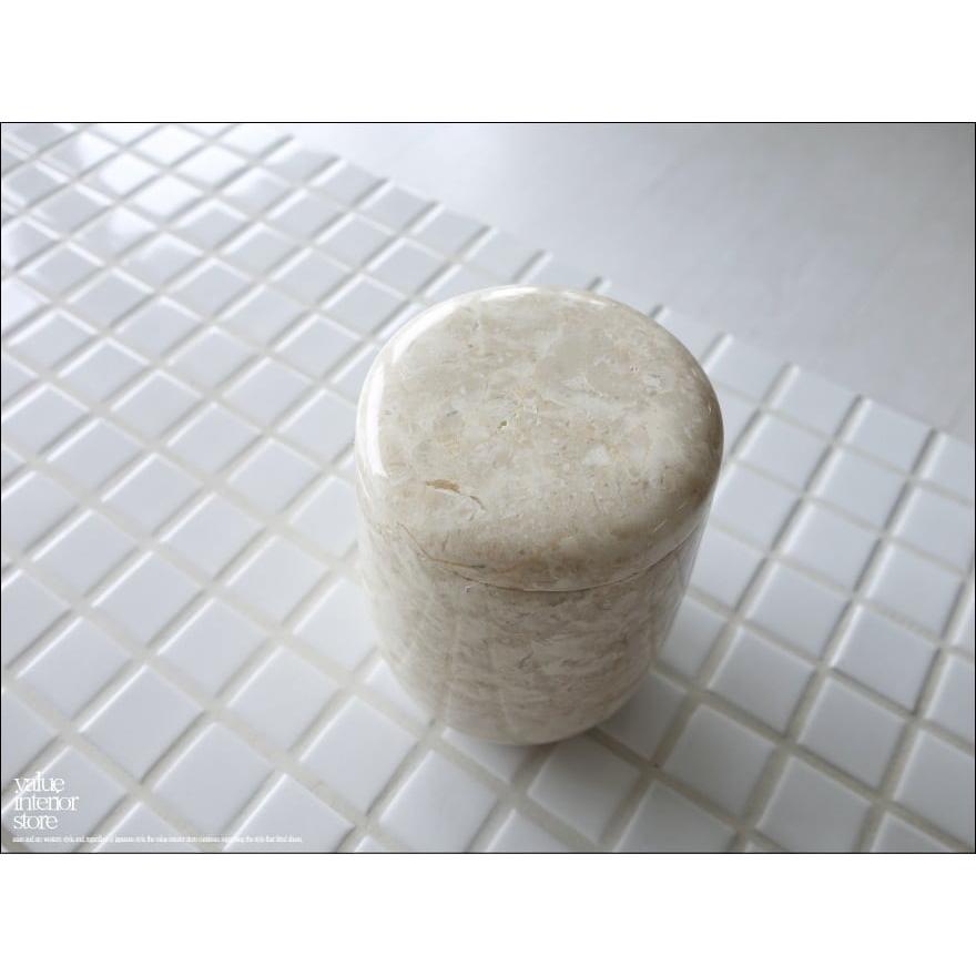 大理石コットン綿棒入れ OV/IV コットン入れ 容器 マーブル ケース 入れ物 天然大理石 小物入れ 洗面用品 Φ8.5 x 高さ11cm |  | 04