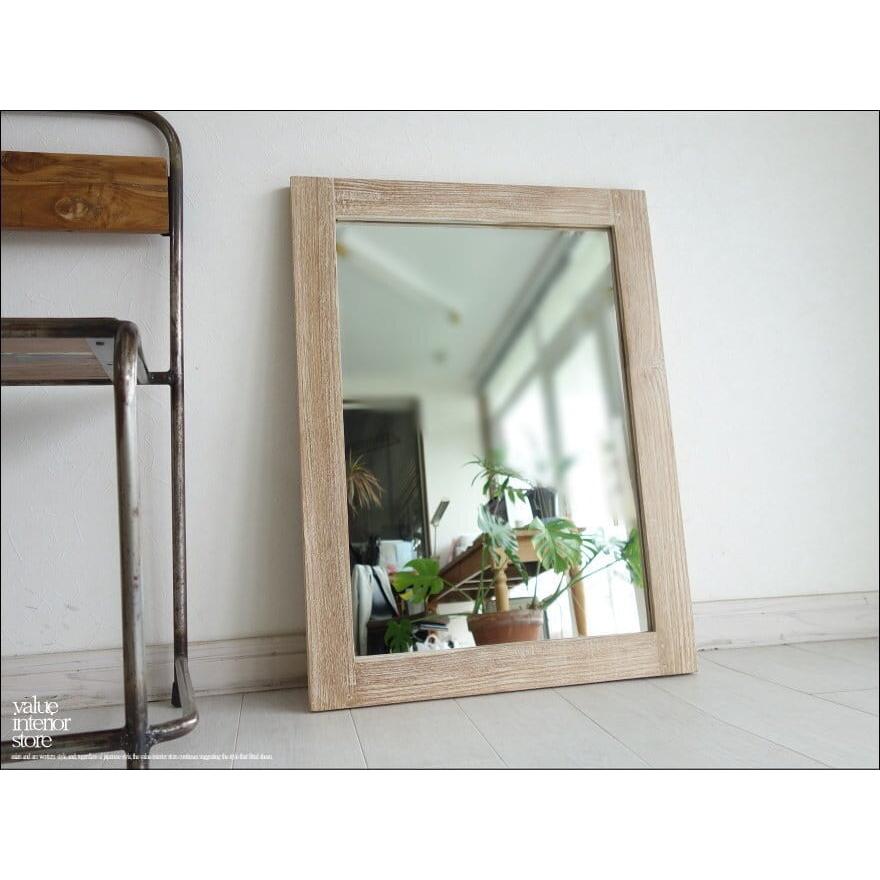 チーク総無垢 ミラーNW80 鏡 壁掛けミラー 洗面鏡 壁掛け鏡 木目 シャビー 手作り ハンドメイド 無垢材 銘木家具 送料無料 W60xH80cm | 