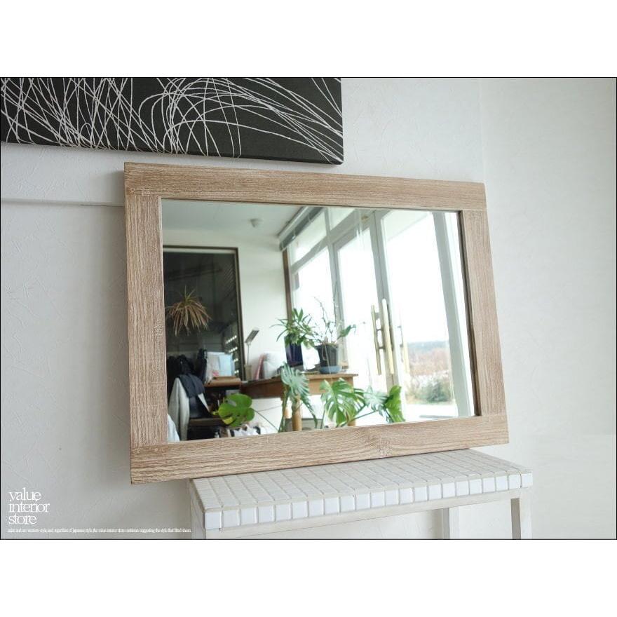 チーク総無垢 ミラーNW80 鏡 壁掛けミラー 洗面鏡 壁掛け鏡 木目 シャビー 手作り ハンドメイド 無垢材 銘木家具 送料無料 W60xH80cm |  | 06