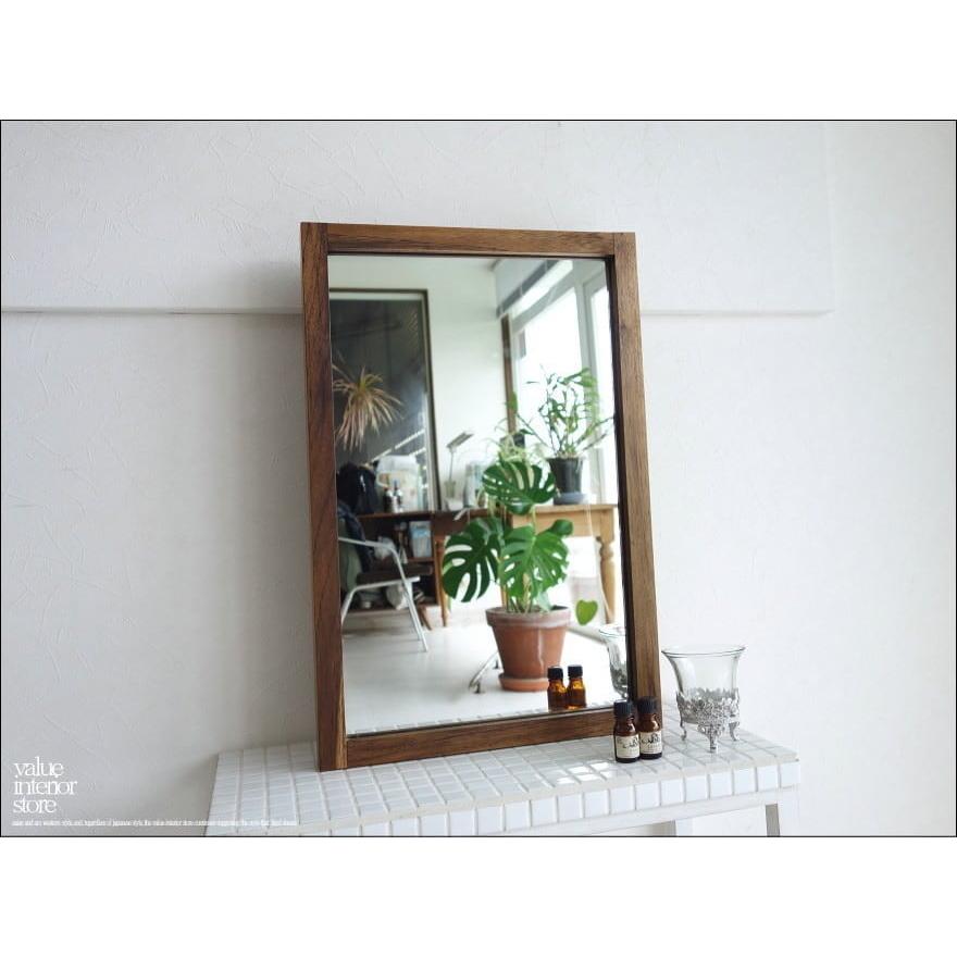 チークフレームミラー壁掛60W 鏡 壁掛けミラー 什器 手作り ハンドメイド 新品 ナチュラル 洗面所 無垢材 シンプル 「　送料無料　」 | 