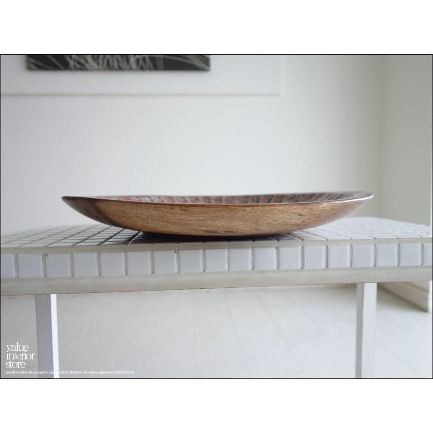 モンキーポッド総無垢材 デコレーショントレイTirano 小物入れ 飾り皿 木製 菓子器 手作り エスニック ハンドメイド 送料無料 一点物 直径39cm |  | 05