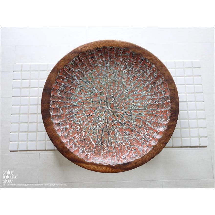 モンキーポッド総無垢材 デコレーショントレイTirano 小物入れ 飾り皿 木製 菓子器 手作り エスニック ハンドメイド 送料無料 一点物 直径39cm |  | 06