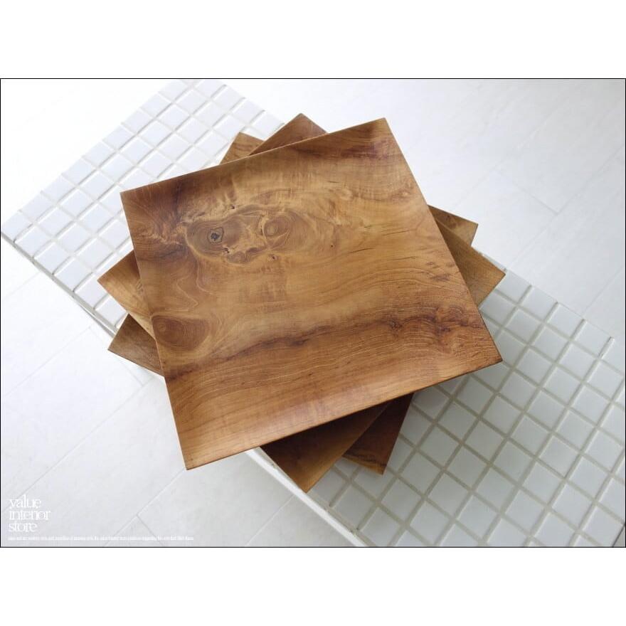 チーク材 スクエアプレートW25 木皿 平皿 パスタプレート 木の皿 和食器 ディナープレート 洋食器 ナチュラル 無垢 手作り 銘木 25x25cm |  | 03