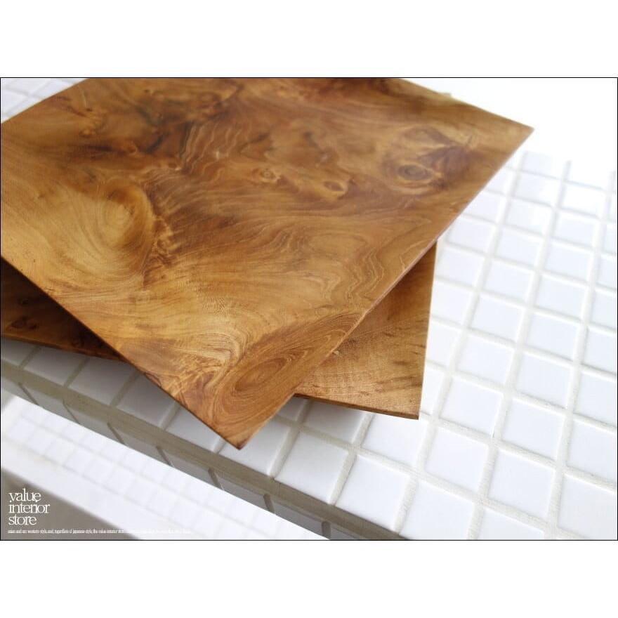 チーク材 スクエアプレートW25 木皿 平皿 パスタプレート 木の皿 和食器 ディナープレート 洋食器 ナチュラル 無垢 手作り 銘木 25x25cm |  | 05