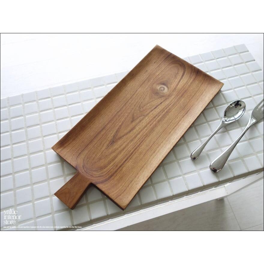 チーク無垢材 ハンドルプレート角Lsize 木皿 ディッシュ ランチプレート 中皿 ナチュラル ウッドディッシュ 木製皿 手作り トレイ 天然木 | 