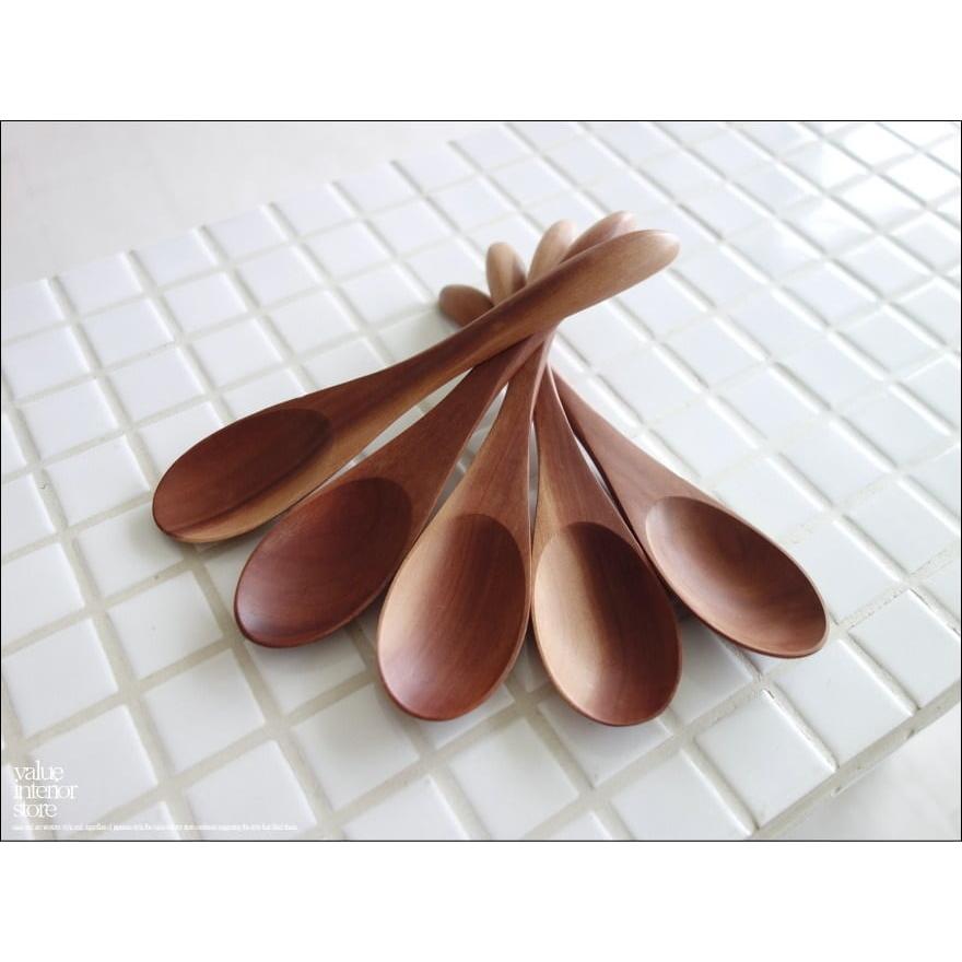 ナチュラルウッド無垢 ディナースプーン5本セット 木製食器 カトラリー 手作り ウッドスプーン 素朴 天然食器 長さ約17cm | 