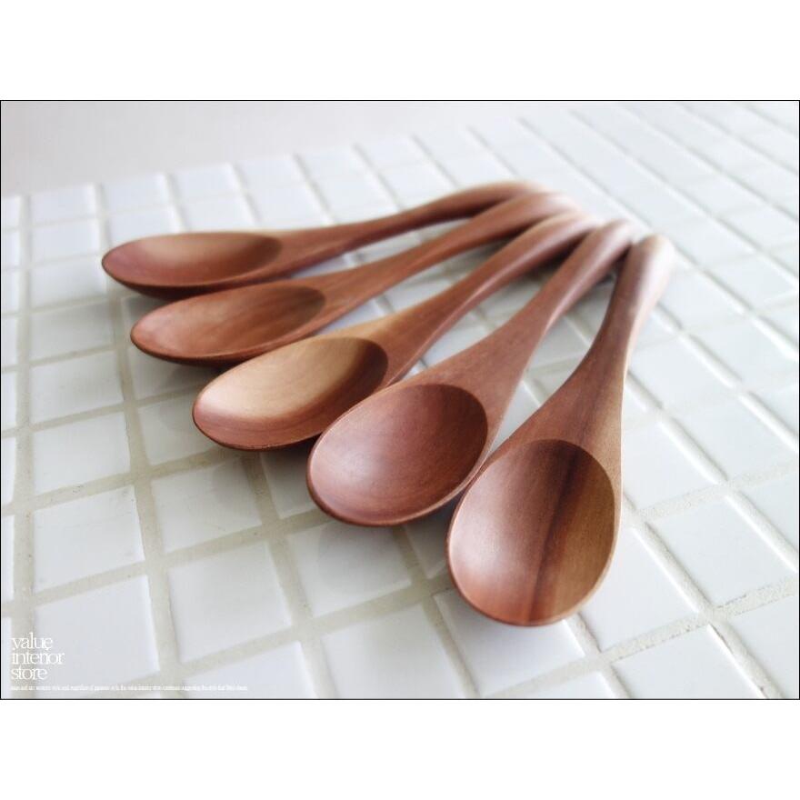 ナチュラルウッド無垢 ディナースプーン5本セット 木製食器 カトラリー 手作り ウッドスプーン 素朴 天然食器 長さ約17cm |  | 02