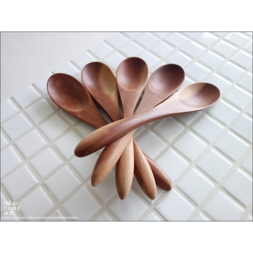 ナチュラルウッド無垢 ディナースプーン5本セット 木製食器 カトラリー 手作り ウッドスプーン 素朴 天然食器 長さ約17cm |  | 04